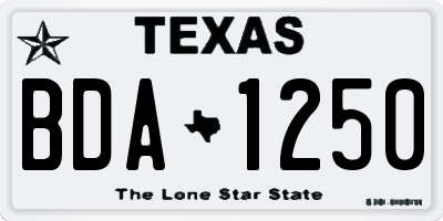 TX license plate BDA1250