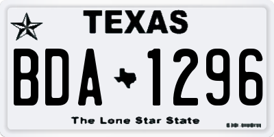 TX license plate BDA1296