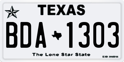 TX license plate BDA1303