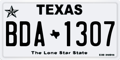 TX license plate BDA1307