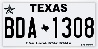 TX license plate BDA1308
