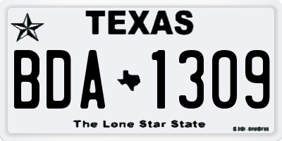 TX license plate BDA1309