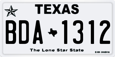 TX license plate BDA1312