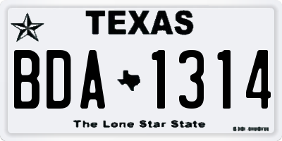 TX license plate BDA1314