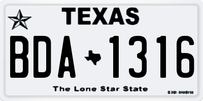 TX license plate BDA1316