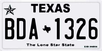 TX license plate BDA1326