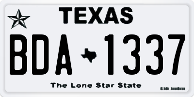 TX license plate BDA1337