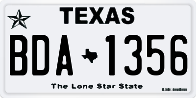 TX license plate BDA1356
