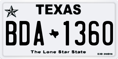 TX license plate BDA1360