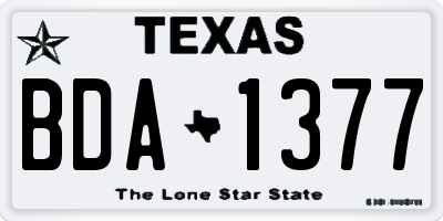 TX license plate BDA1377