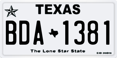 TX license plate BDA1381
