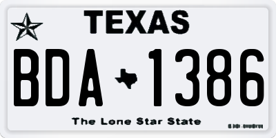 TX license plate BDA1386