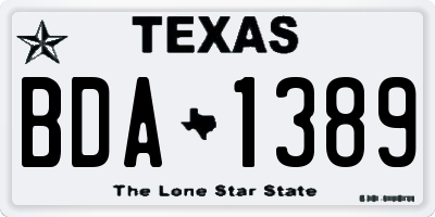 TX license plate BDA1389
