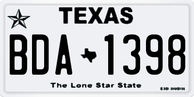 TX license plate BDA1398
