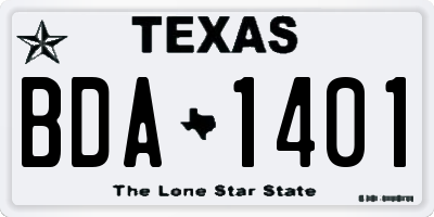 TX license plate BDA1401