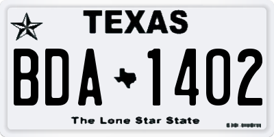 TX license plate BDA1402