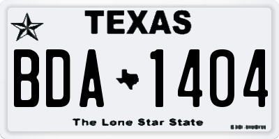 TX license plate BDA1404