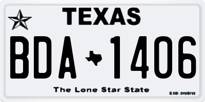 TX license plate BDA1406