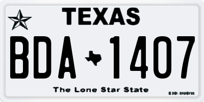 TX license plate BDA1407