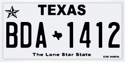 TX license plate BDA1412