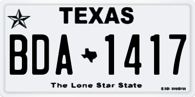 TX license plate BDA1417
