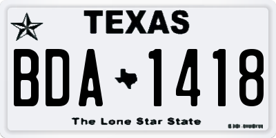 TX license plate BDA1418