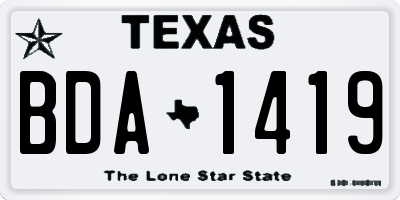TX license plate BDA1419