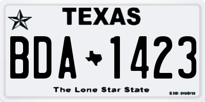 TX license plate BDA1423