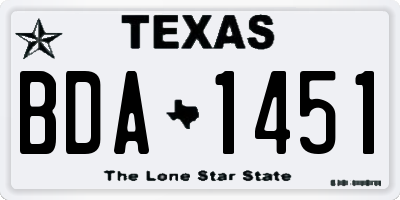 TX license plate BDA1451