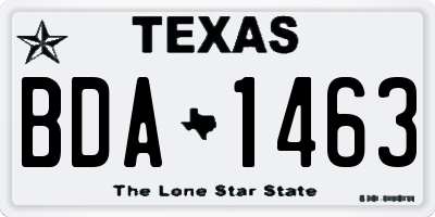 TX license plate BDA1463