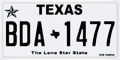 TX license plate BDA1477