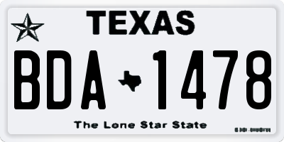 TX license plate BDA1478