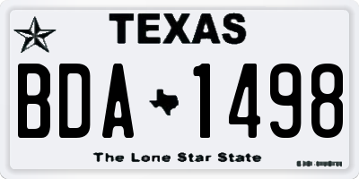 TX license plate BDA1498