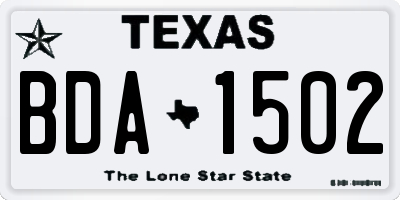 TX license plate BDA1502