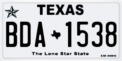 TX license plate BDA1538