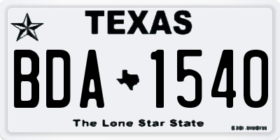 TX license plate BDA1540
