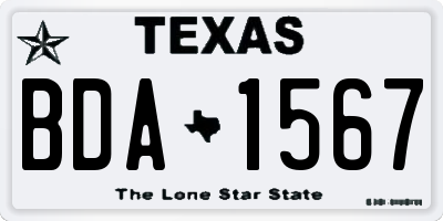 TX license plate BDA1567