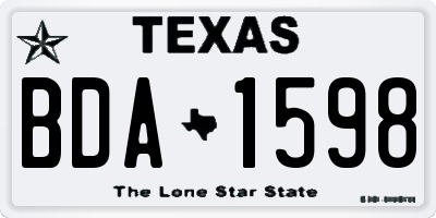 TX license plate BDA1598