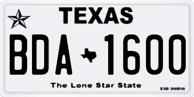 TX license plate BDA1600