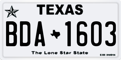 TX license plate BDA1603