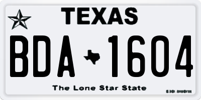 TX license plate BDA1604