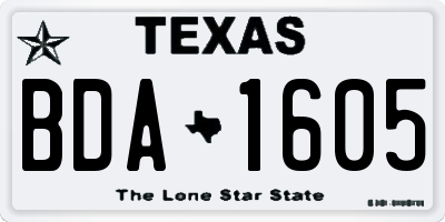 TX license plate BDA1605