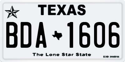 TX license plate BDA1606