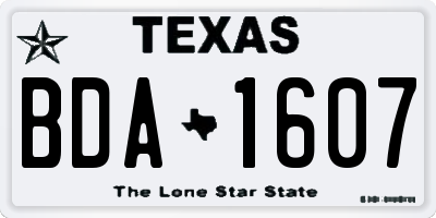 TX license plate BDA1607