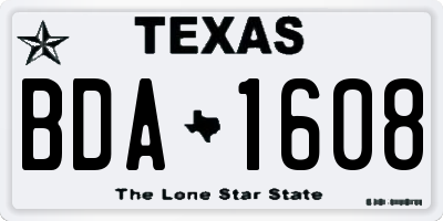 TX license plate BDA1608