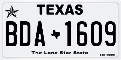 TX license plate BDA1609