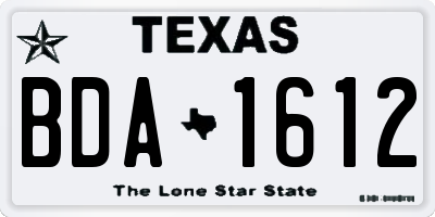 TX license plate BDA1612