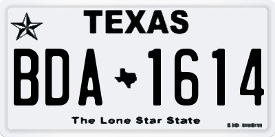 TX license plate BDA1614