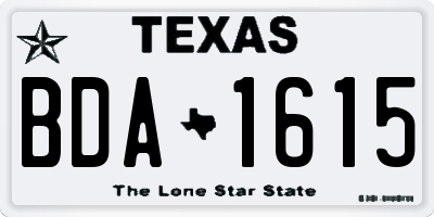 TX license plate BDA1615