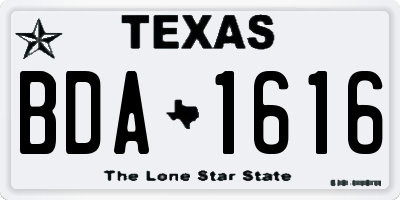 TX license plate BDA1616